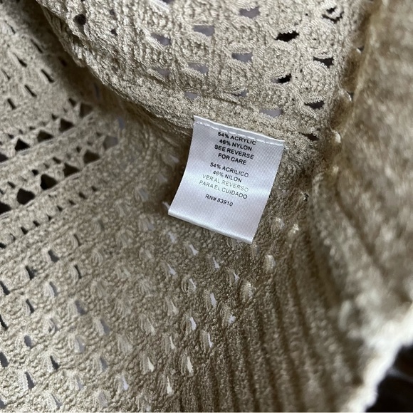 NWT RXB Open Knit Crochet Tan Crewneck Sweater Size Large - Picture 12 of 15